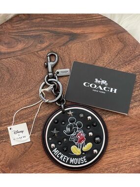 COACH x DISNEY Mickey Studs & Rivets Glovetanned Leather Bag Charm